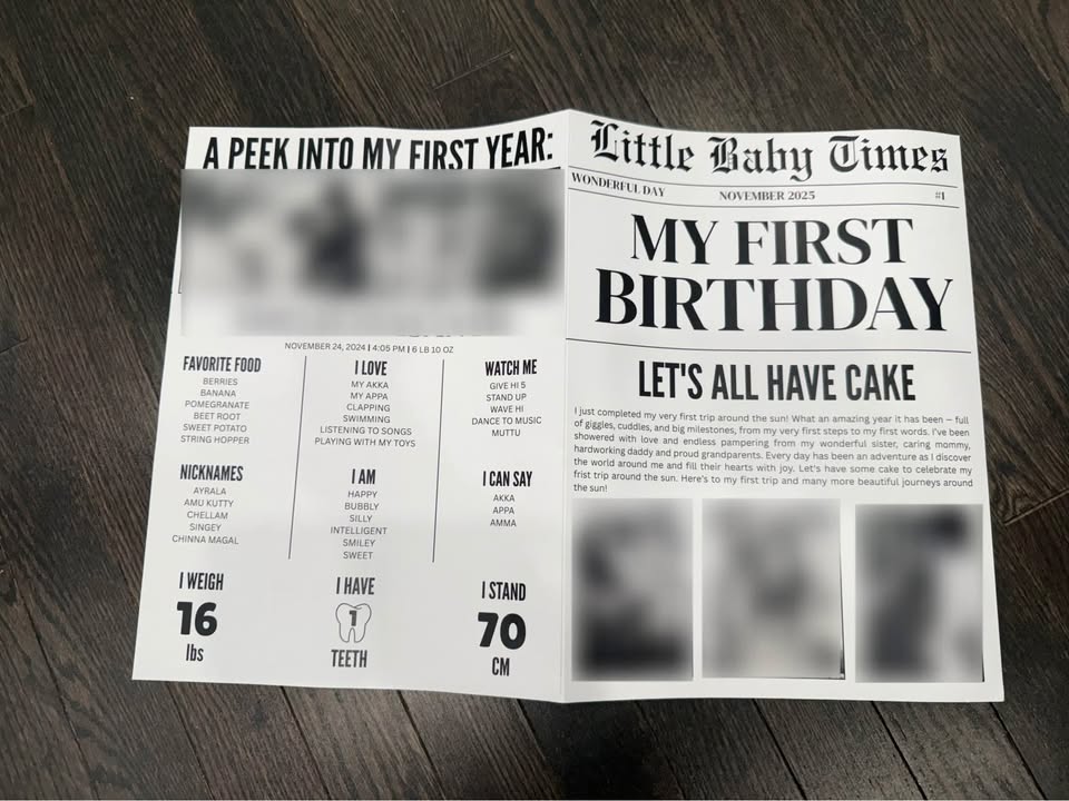 "FIRST BIRTHDAY MILESTONES" Little Baby Times Newspaper