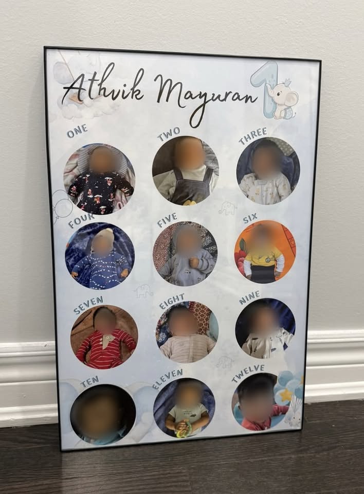 "FIRST YEAR MILESTONE" Photoframe Blue Elephant