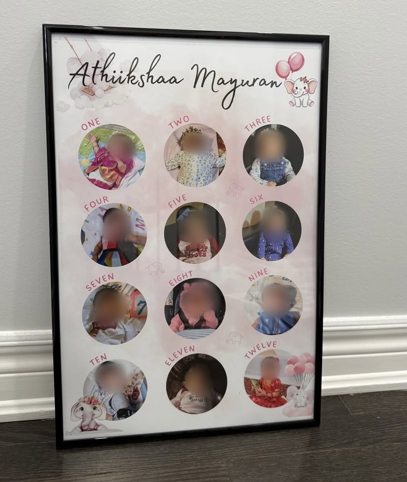 "FIRST YEAR MILESTONE" Photoframe Pink Elephant