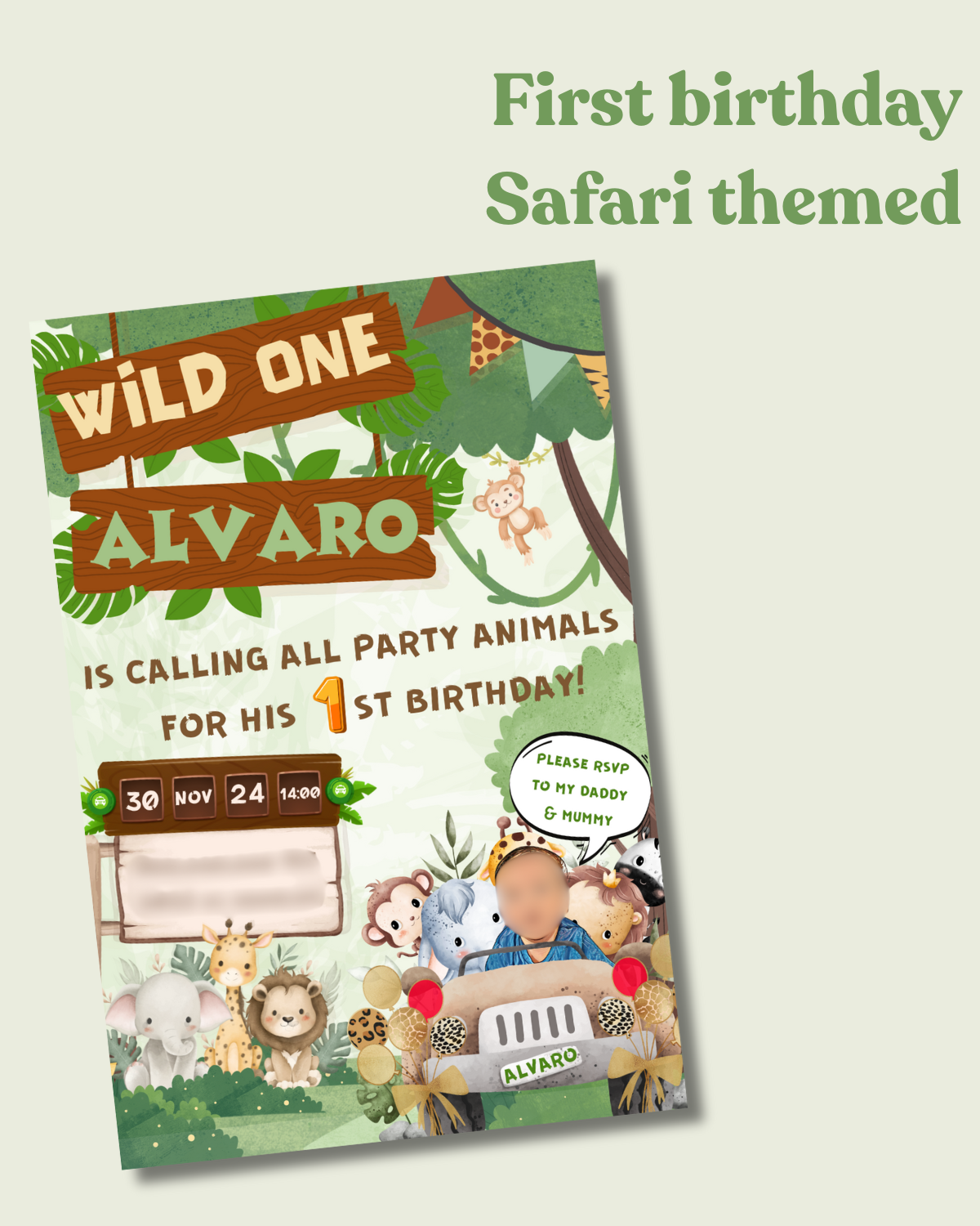 "WILD ONE" First Safari Themed Birthday E-card