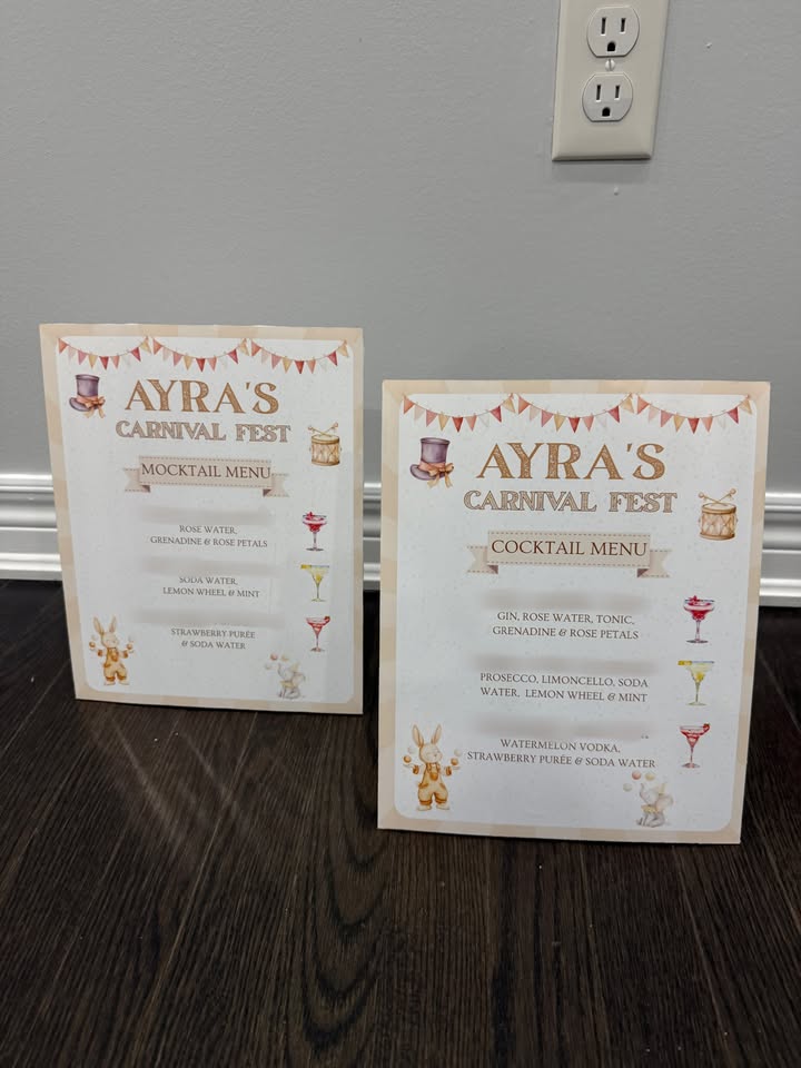 "CARNIVAL FEST THEMED" Mocktail & Cocktail Sign
