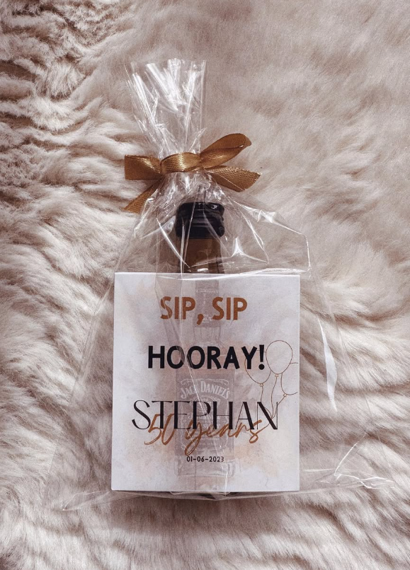 "CHEERS TO 50" 5cl Jack Daniels Return Gifts