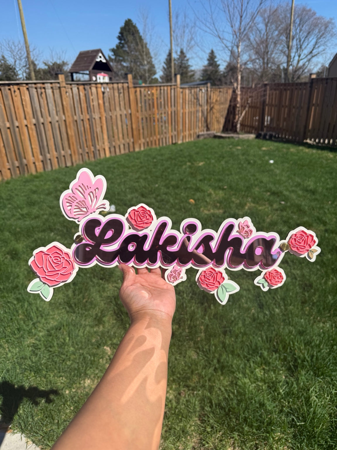 "LAKISHA: THE PASTEL BLOOM" Name sign for nurseries or kids' room