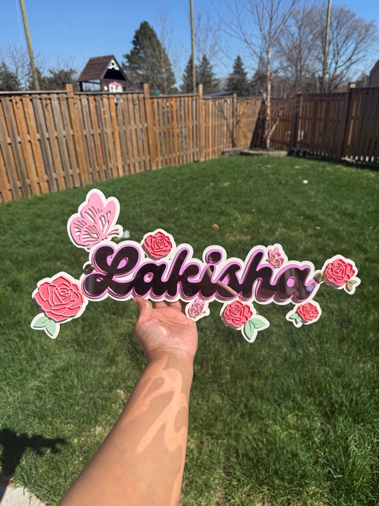 "LAKISHA: THE PASTEL BLOOM" Name sign for nurseries or kids' room