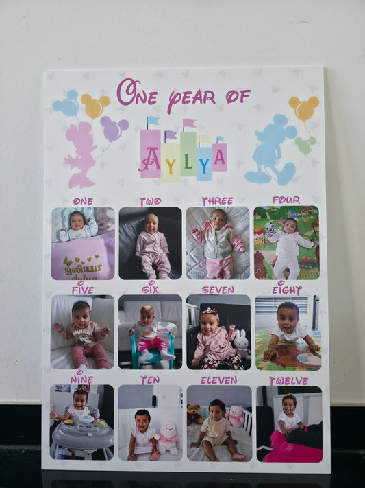 "FIRST YEAR MILESTONE" Foam Minnie Mouse Themed