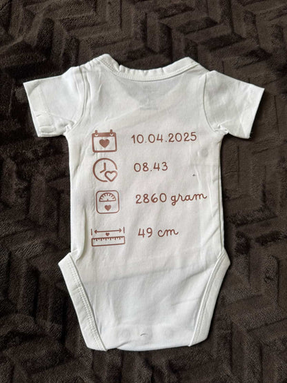 "NEW BORN NAME & BIRTH DETAILS" Onesie