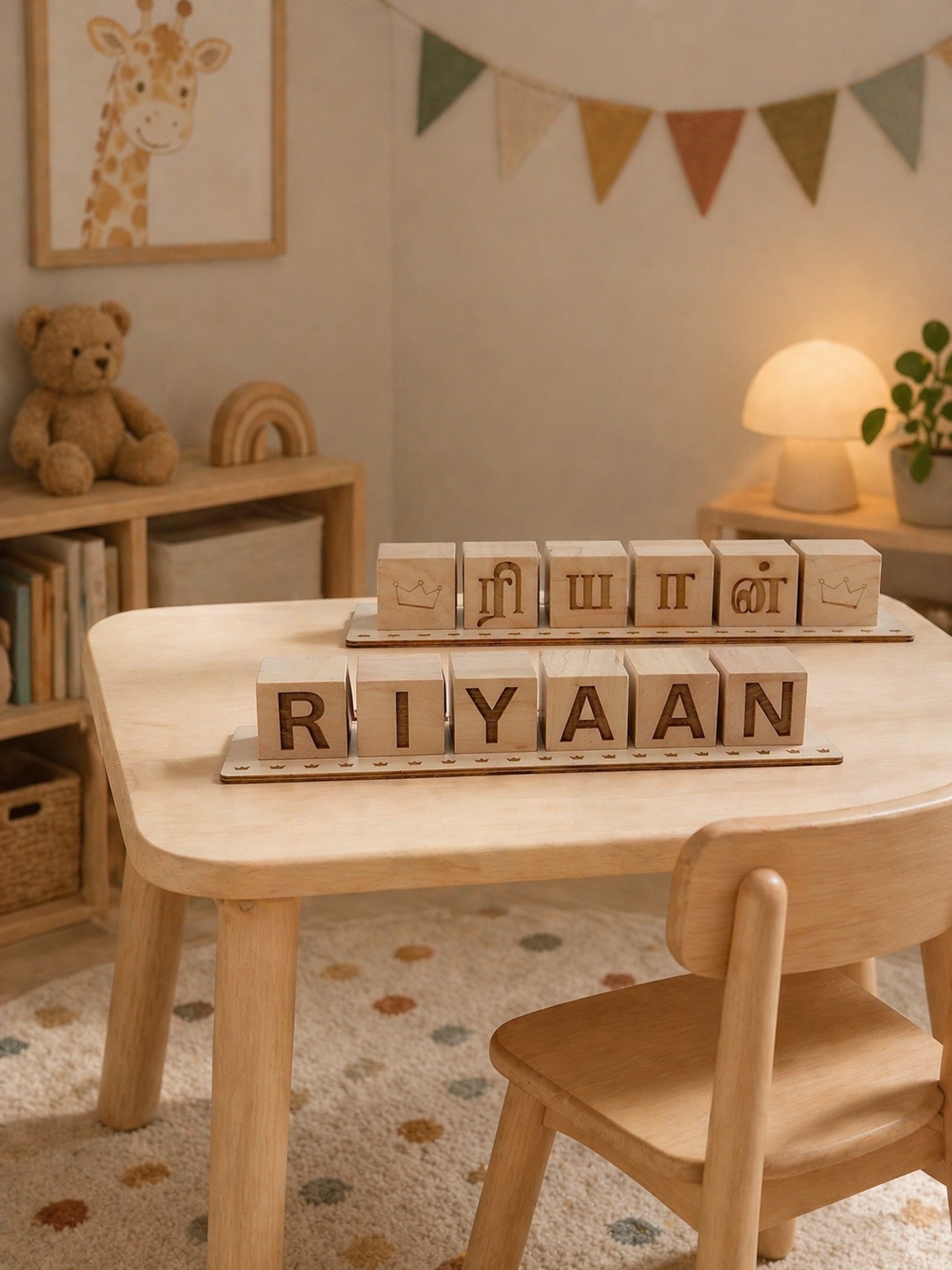 ✨ RIYAAN'S ROYAL NAME BLOCKS 👑 – Personalized English & Tamil Name Block Set