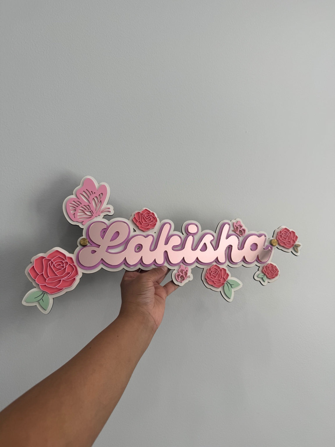 "LAKISHA: THE PASTEL BLOOM" Name sign for nurseries or kids' room