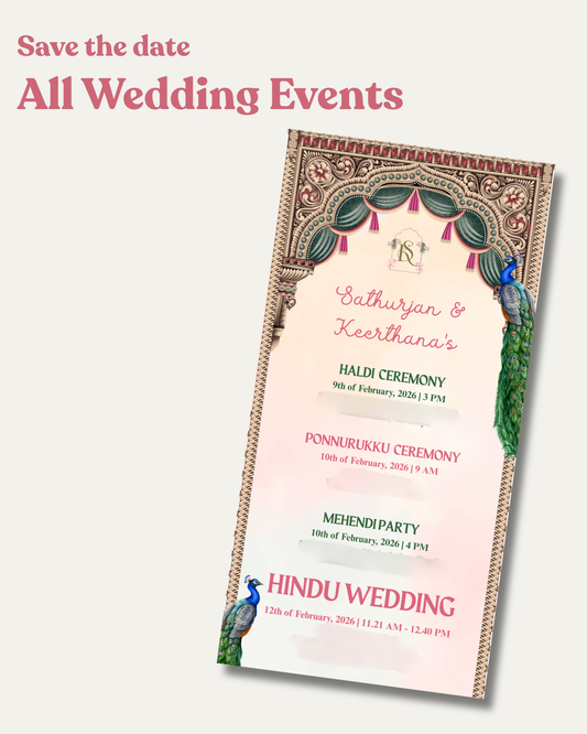"MAYIL MAGIC" Save The Date For All Wedding Events E-card