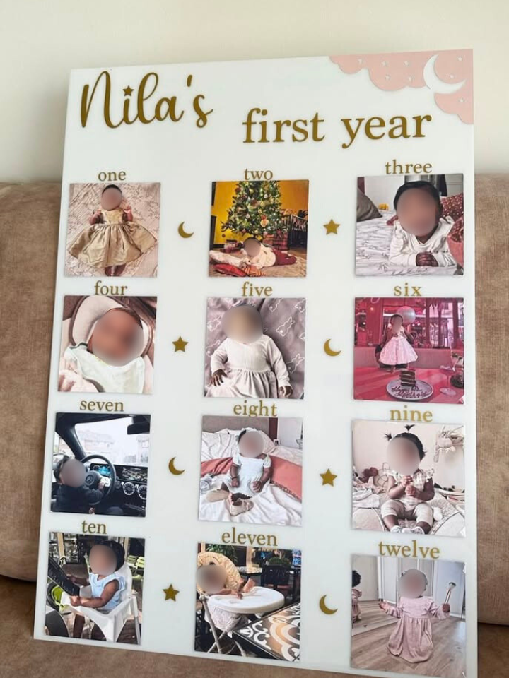 "FIRST YEAR MILESTONE" Acrylic sheet (rectangle shape)