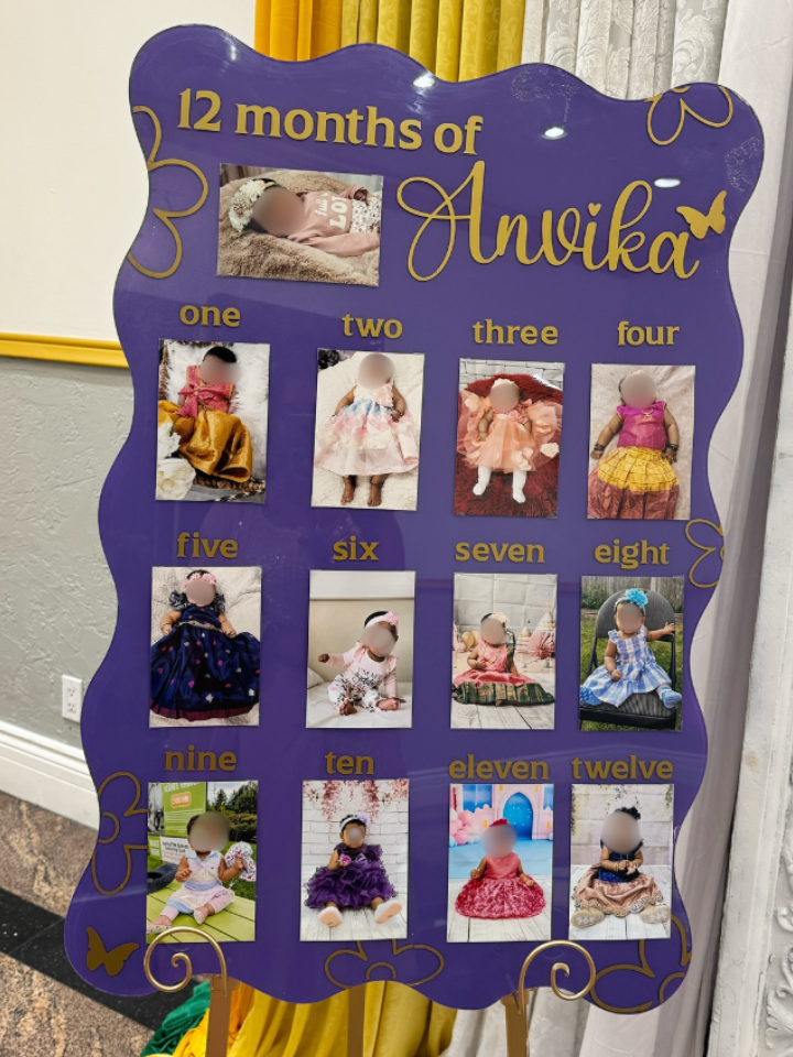 "FIRST YEAR MILESTONE" Acrylic sheet (wavy shape)