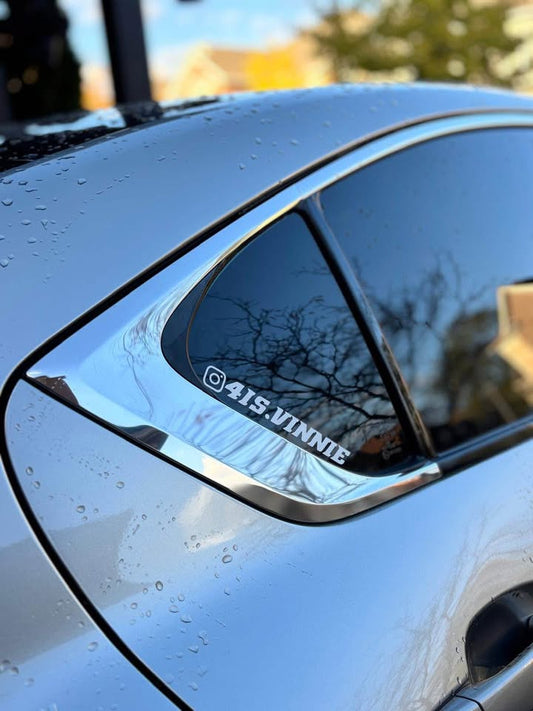 "FOLLOW ME - INSTAGRAM HANDLE" White Car Vinyl Decal