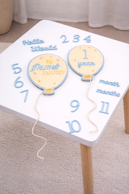 "AERO: BALLOON MILESTONE PLAQUE" Reusable and interchangeable milestone plaque