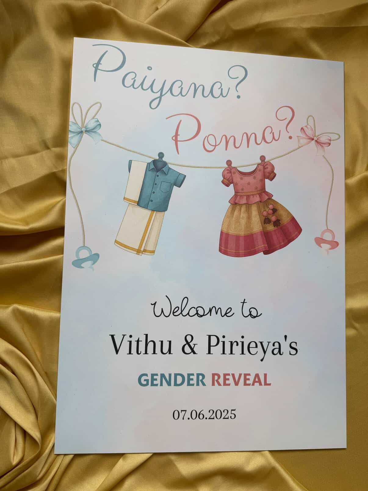 "PINK OR BLUE, THE SOUTH INDIAN WAY" Signage