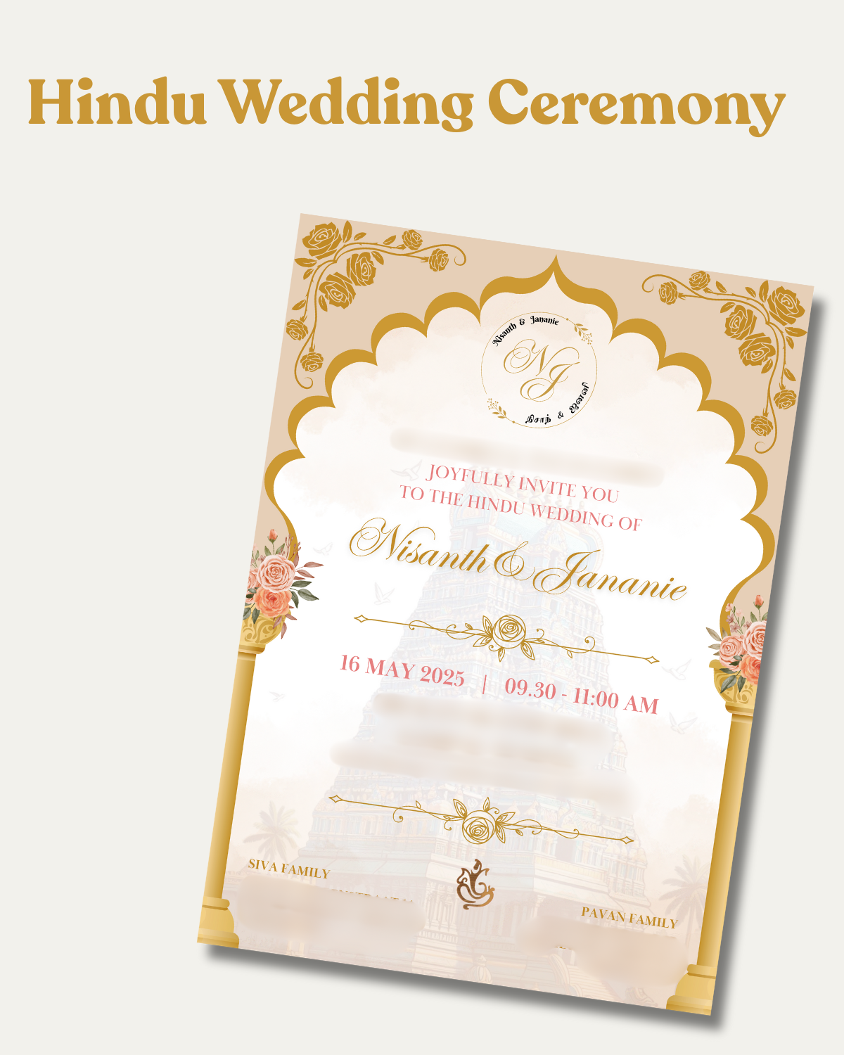 "TEMPLE GRACE" Hindu Wedding E-card