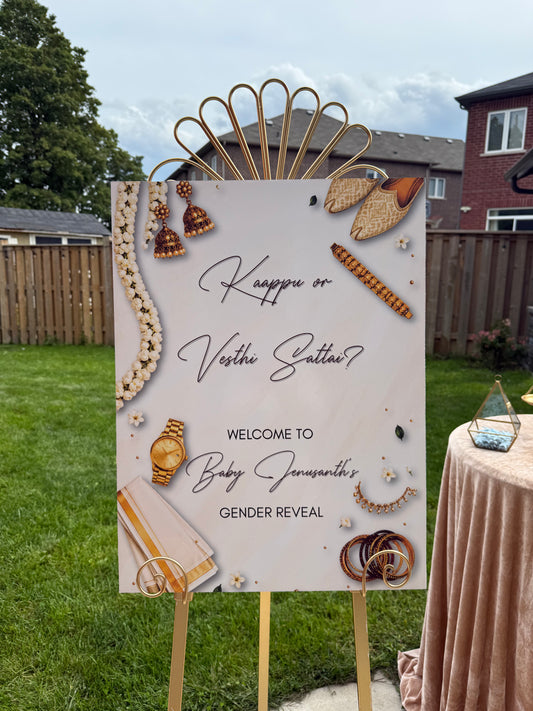 "TINY TOES IN TRADITION: KAAPPU OR VESTHI SATTAI?" Signage