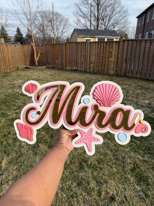 "MIRA THE PASTEL OCEAN" Name sign for nurseries or kids' room