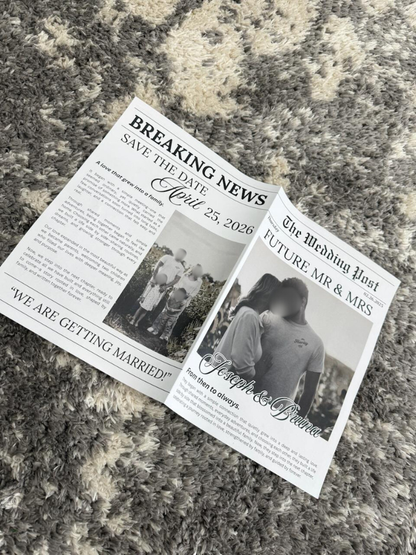 "SAVE THE DATE - WEDDING ANNOUNCEMENT" The Wedding Times Newspaper