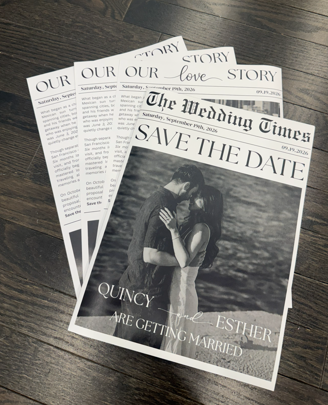 "SAVE THE DATE - WEDDING ANNOUNCEMENT" The Wedding Times Newspaper