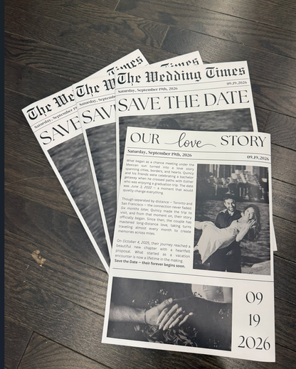 "SAVE THE DATE - WEDDING ANNOUNCEMENT" The Wedding Times Newspaper